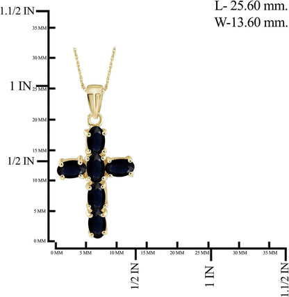 1.70 CTW Sapphire Cross Pendant in 14K Gold over Silver