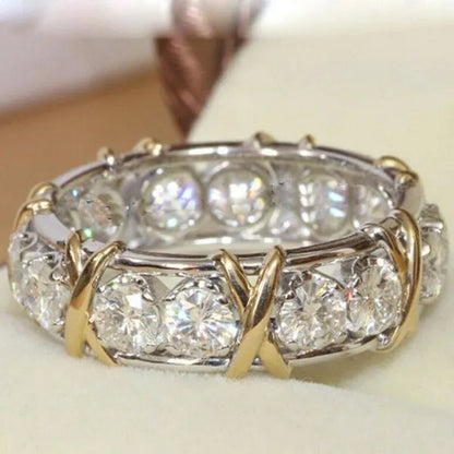 Luxurious  Silver Glod Filled Natural Gemstones White Sapphire Wedding Birthstone Bride Flower Engagement Ellipse Ring Jewelry Size 6 7 8 9 10