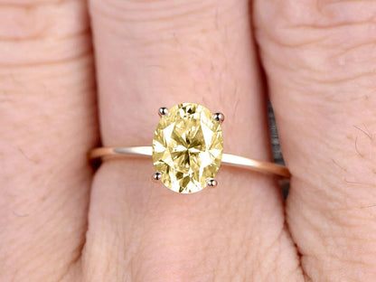 1.25 Carat Classic 8X6Mm Oval Champagne Diamond Moissanite Solitaire Engagement Ring on 10K Yellow Gold