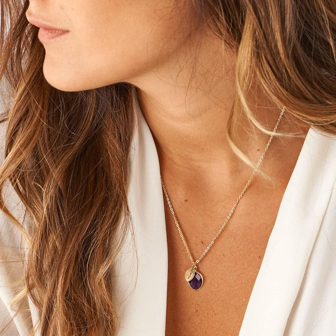 Initial Birthstone Necklace for Women 14K Gold Filled Small Initial Necklace Crystal Birthstone Pendant Necklace for Girls Teens Mom Dainty Gold Necklace Personalized Jewelry Birthday Gift