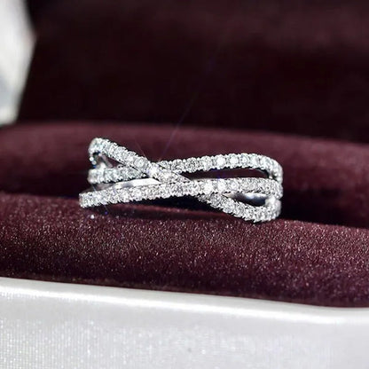 Exquisite Zircon Band Fashion 925 Silver Rings for Women Bride Proposal Engagement Party Accessories Female Wedding Promise Ring Anniversary Gift