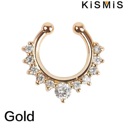KISMIS 1PC/2Pcs Fashion Alloy Diamond Nose Rings Lip Ring Sexy Faux Septum Rings Fake Piercing Women Man Unisex Earring