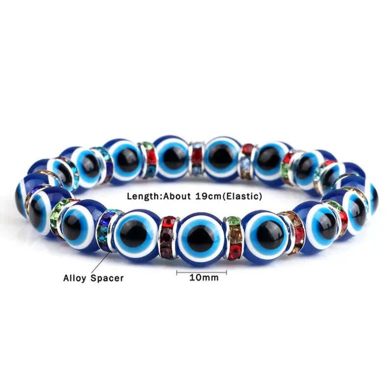 New Fashion Crystal Turkish Lucky Evil Eye Bracelets Blue Evil Eye Bead Bracelet Men Women Handmade Lucky Jewelry Charm Bracelet Female Dropshipping