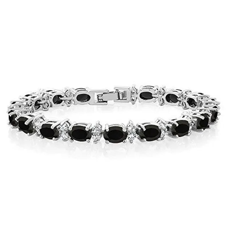 925 Sterling Silver Gorgeous Oval Ruby Amethyst Aquamarine Sapphire and round Sparkling Cubic Zirconia CZ Tennis Bracelet Jewelry Gift