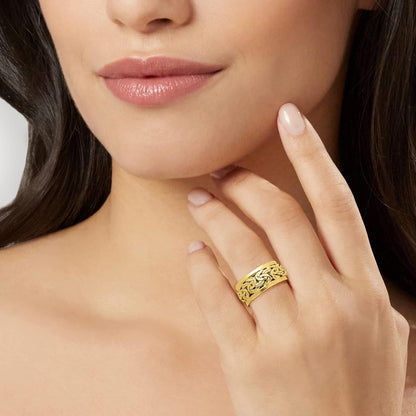 10Kt Yellow Gold Byzantine Bordered Ring