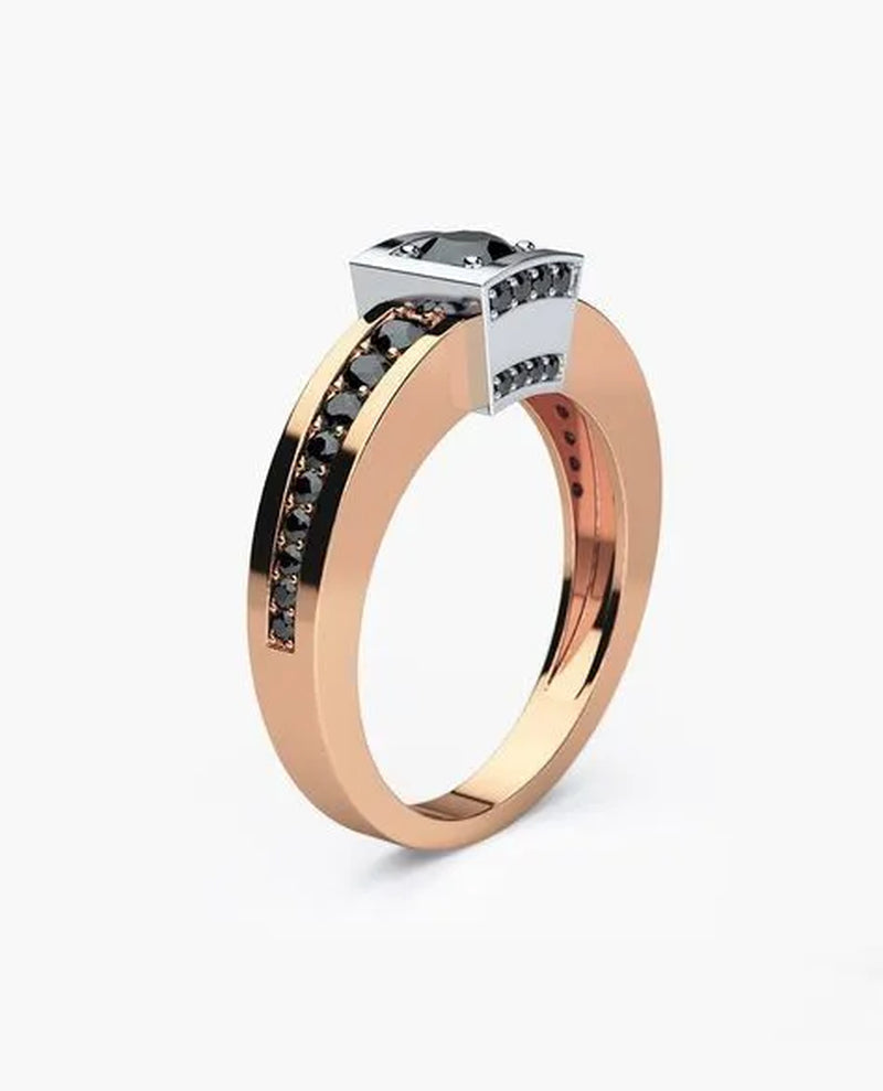 Exquisite Fashion Women'S Jewelry Ladies Black Zircon Ring Bride Princess Engagement Wedding Jewelry Mother'S Day Gift Size US5-11