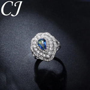 CANDICE Fantastic Mystic Blue Stone Jewelry Fashion Sterling Silver Woman Party Ring With Silver Plated（US SIZE 6-9）