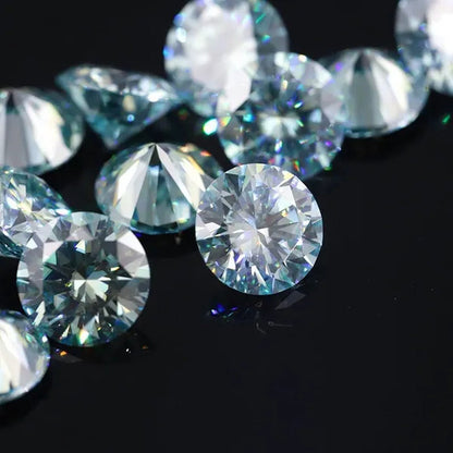 Excellent Moissanite with Certificate Brilliant Loose Moissanite Blue Green Color round Cut Diamond 6.5 MM 1CT