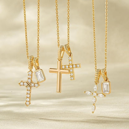 Gold Cross Necklace for Women: 14K Gold Plated Dainty Cross Pendant Non-Tarnish Necklace, Faith Crucifix Chain Jewelry, Elegant Religious Gifts