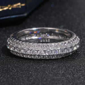 S925 Sterling Silver Micro Pave Diamond Eternity Rings for Women Bridal Engagement Wedding Ring Proposal Gift Jewelry