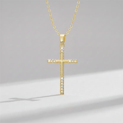 14K Gold Cross Necklace for Women Elegent Gold Cross Pendant Necklace Religious Jewelry Gift