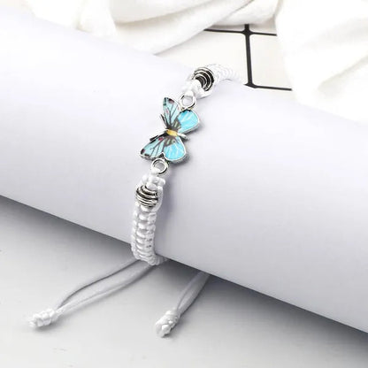 2022 Hot Adjustable Braided String Bracelet for Women Grey Butterfly Pendant Handmade Charm Bangles Fashion Girl Jewelry