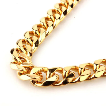 Charm Mens Stainless Steel Bracelet Necklace Silver/Gold Curb Cuban Link Chain 8"-40"
