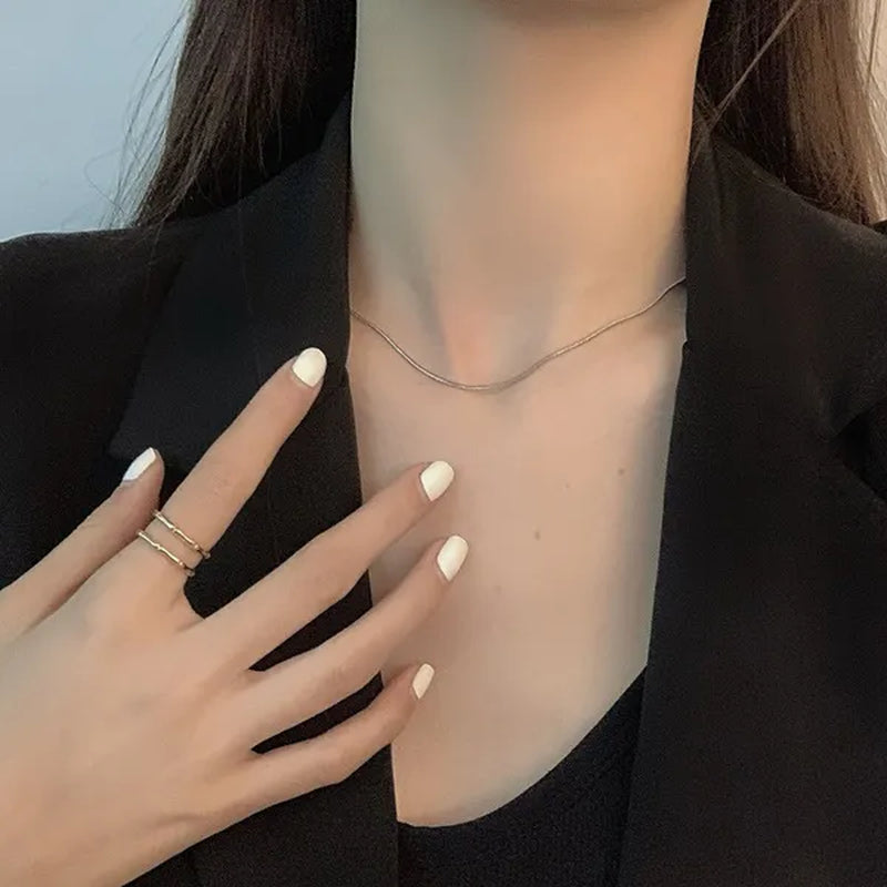 Women's Jewelry 16-inch-30-inch Single-layer Necklace Popular Style Snake Chain Metal Chain Necklace Girl Party Gift