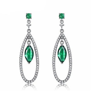 Majesty Diamonds MDS210241 Marquise Green Nano Emerald Halo Dangle & Drop Earrings in 0.925 White Sterling Silver