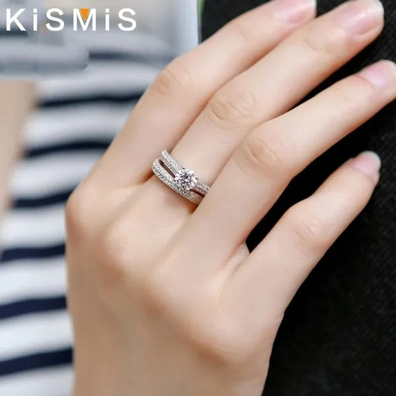 2021 New Diamond Halo Ring Set Wedding Ring Two-Color Gold and Silver Fashion Female Engagement Ring 4-11