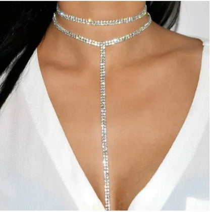 Long Full Diamond Double Necklace