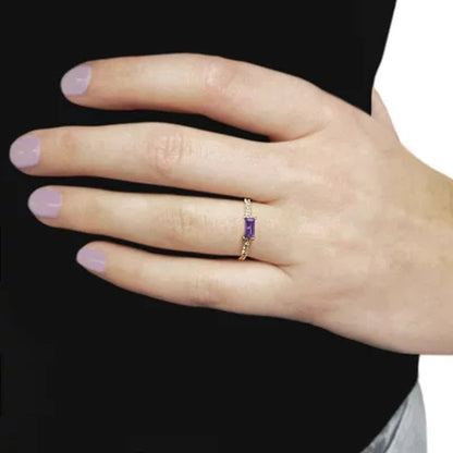 Amethyst and 0.10 CT. T.W. Diamond Ring in 14K Gold