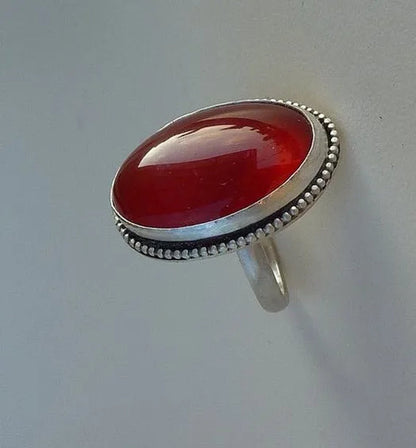 Sparking Red Onyx Ring 925 Sterling Silver and Natural Gemstone for Women Engagement Wedding Luxury Fine Jewelry Size 4-12