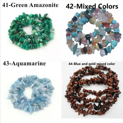 Natural Stone 5-8MM Irregular Shape Freeform Chip Bead Pink Quartz Amethysts Agates Lapis lazuli For Jewelry Making DIY Bracelet16"
