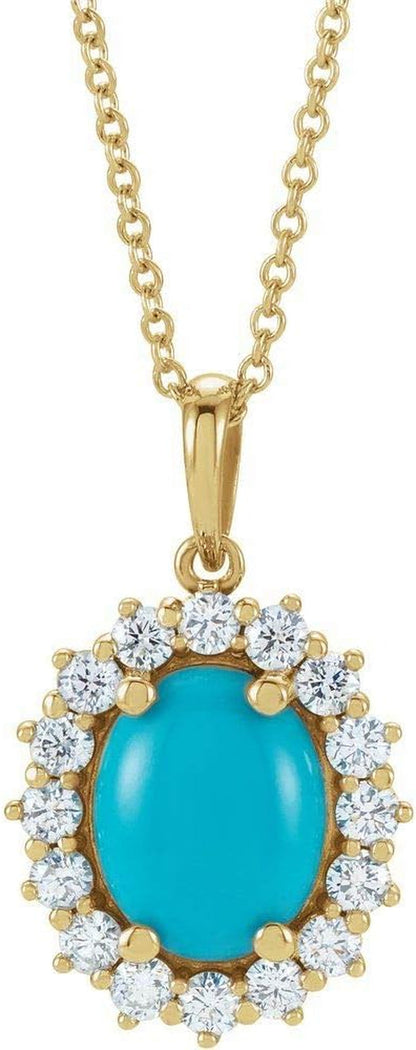 Solitaire Diamond Halo Oval Charm Pendant