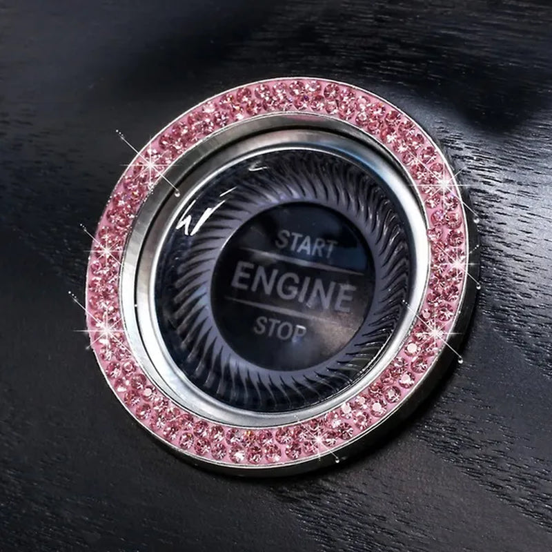 New Car One-Key Engine Start Stop Ignition Push Button Decorative Circle Ring Keyless Cover Trim Crystal Diamond Parts Decorate - WORLD TIME VISITS