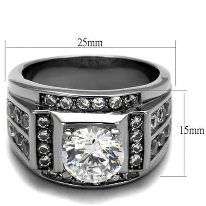 Men'S 4.03 Ct round Cut Simulated Diamond Silver Stainless Steel Ring Sizes 8-13