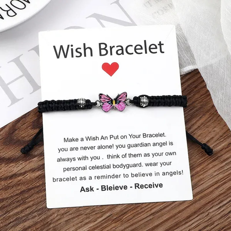 Women Black Woven Rope Bracelet Handmade Multicolor Butterfly Charm Adjustable Bracelets Fashion Friendship Jewelry Girls Gift - WORLD TIME VISITS