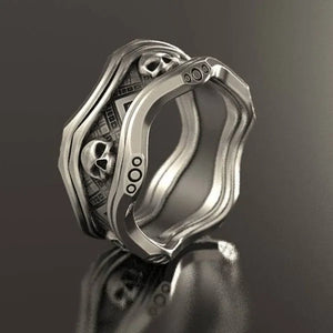 Gothic 925 Sterling Silver Skull Ring Infinity Band Punk Jewelry Birthday Proposal Gift Engagement Banquet Party Wedding Rings for Unisex Men Women Size 5 - 10