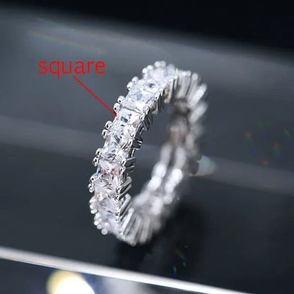 For Beauties! 1PC  Pave Setting Square Heart Oval T-Shape Simulated Diamond CZ Eternity Band Engagement Wedding Stone Rings