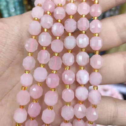8Mm Faceted Natural Blue Apatite Morganite Tiger Eye Citrine Strawberry Sunstone Gem Stone Beads round Loose Spacer Beads