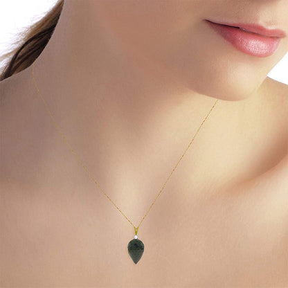 14K Solid Gold Necklace with Diamond and Briolette Black Spinel