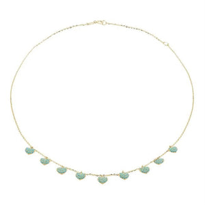 MDR210177 0.33 CTW round Blue Turquoise Cluster Heart Necklace in 14K Yellow Gold