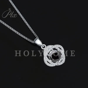 HOLYCOME Real Moissanite Diamond Necklace for Women Girls 925 Sterling Silver Mini Moissanite Rose Flower Pendant Necklace Fine Jewelry