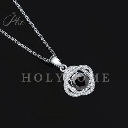 HOLYCOME Real Moissanite Diamond Necklace for Women Girls 925 Sterling Silver Mini Moissanite Rose Flower Pendant Necklace Fine Jewelry