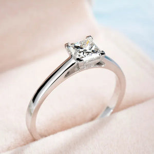 Women Fashion Elegant 925 Sterling Silver Big Cube Diamond Gemstone Rings Wedding Engagement Party Ring Jewelry