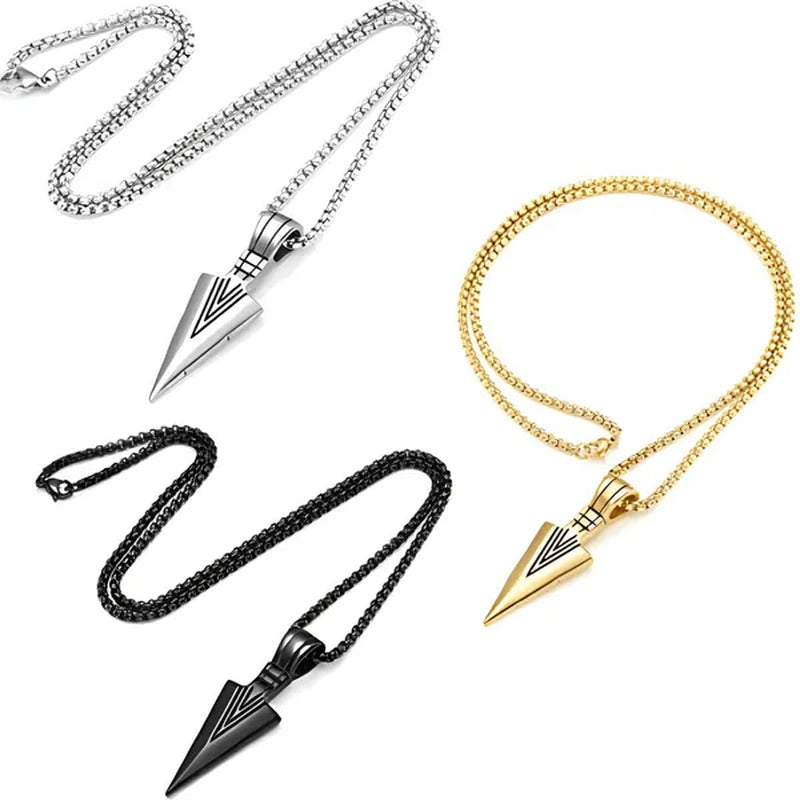 Men's Fashion Jewelry Black Gold Silver Color Pendant Long Chain Necklaces Mens Necklaces