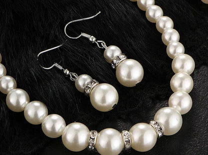 Wedding Jewelry Set Bride Bridesmaid Elegant Princess  Crystal Necklace Earrings Bracelet Pearl Jewelry Set For Women Girl - WORLD TIME VISITS