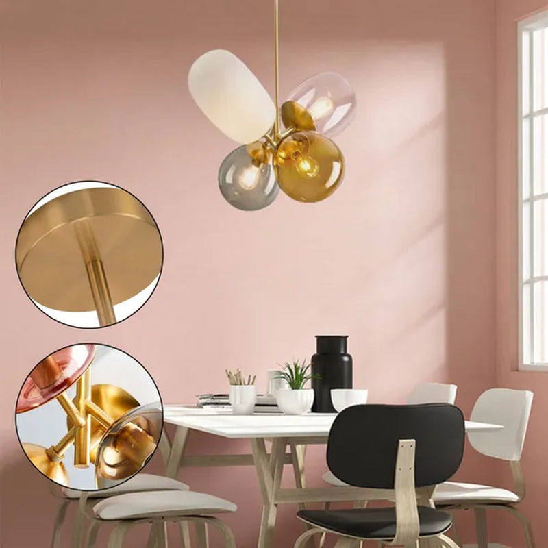 Glass Ball LED Pendant Lamp Chandelier Ceiling Light Child's Room Modern Colored