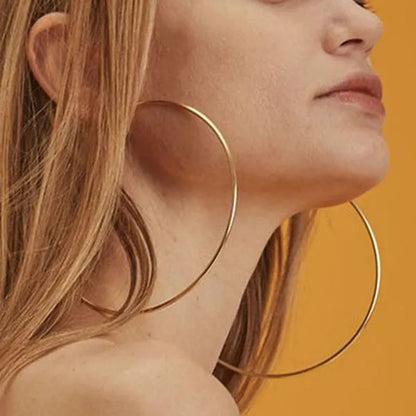 Exaggerate Big Smooth Circle Hoop Earrings, 925 Sterling Silver Round Loop Earrings for Women Wedding Engagement Party Fashion Jewelry