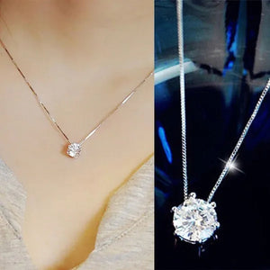 Women Simple Trendy Zircon Rhinestone Choker Necklace Shine Diamond Silver Chain Jewelry