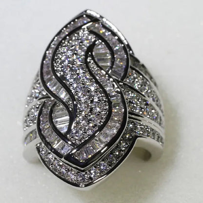 Luxury  Genuine White Sapphire s Wedding Engagement Ring Party Jewelry Gifts