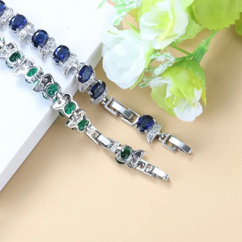 925 Silver Bracelet Multi-color Zircon Bracelet Health Fashion Jewelry for Women 12 Colors Gemstone