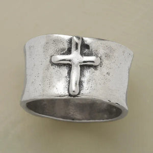 Antique 925 Genuine Solid Sterling Silver Faithful Cross Ring Anniversary Jewelry Size 6 7 8 9 10 (S925 STAMP)