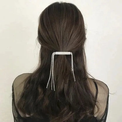 New Diamond Inlaid Female Tassel Hairpin Back Hairpin Suit Brooch Accessory Clip Dual Purpose