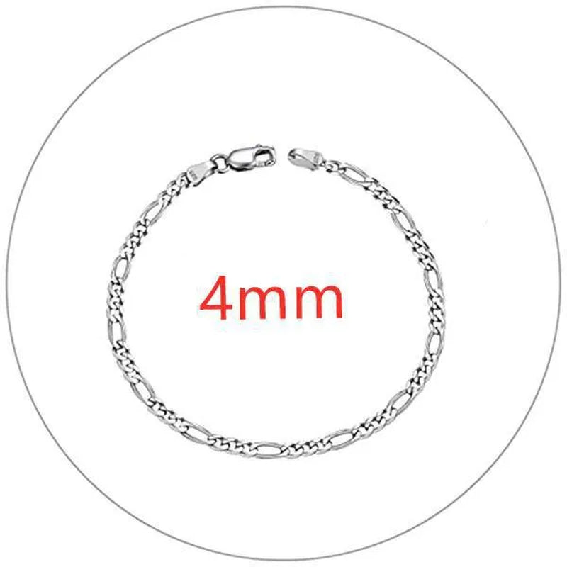 925 Sterling Silver 4/6MM Figaro Link Italian Chain Bracelets for Women Men Fashion Jewelry Christmas Gift
