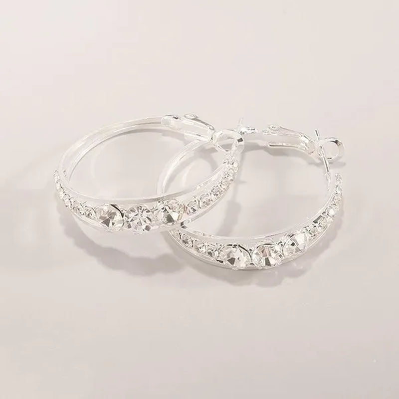 European and American Fashion Hoop Earrings Women'S Earrings Micro-Inlaid White Zircon Delicate Earrings Romantic Valentine'S Day Gift Engagement Earrings Wedding Earrings Anniversary Women'S Jewelry