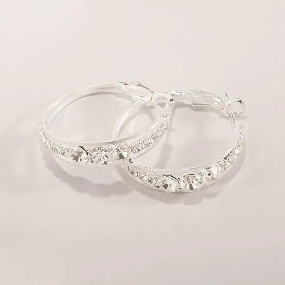 European and American Fashion Hoop Earrings Women'S Earrings Micro-Inlaid White Zircon Delicate Earrings Romantic Valentine'S Day Gift Engagement Earrings Wedding Earrings Anniversary Women'S Jewelry