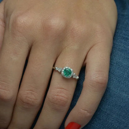 New and Noble Aquamarine/Ruby/Green Zircon AAA Ring Gold-Plated Jewelry Engagement Ring