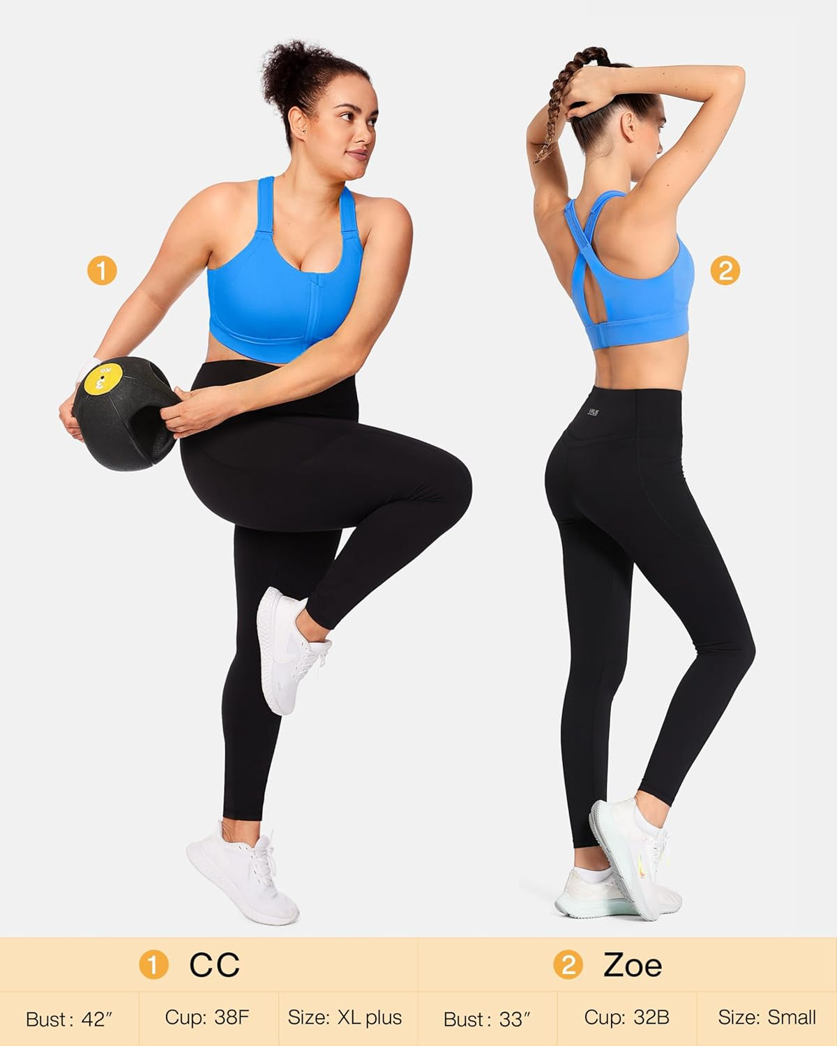 Zip Front Adjustable High Impact Sports Bras for Women Premium Quality Full Coverage Workout Running Removable Pads